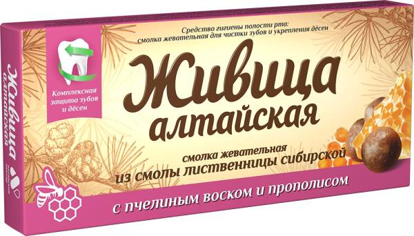 Смолка жевательная Живица Алтайская с пчелиным воском и прополисом Алтайский Нектар 4шт фотография