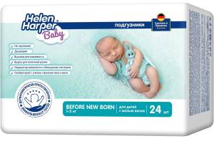 Подгузники Helen Harper Before Newborn детские для недоношенных детей (1-3kg) 24шт