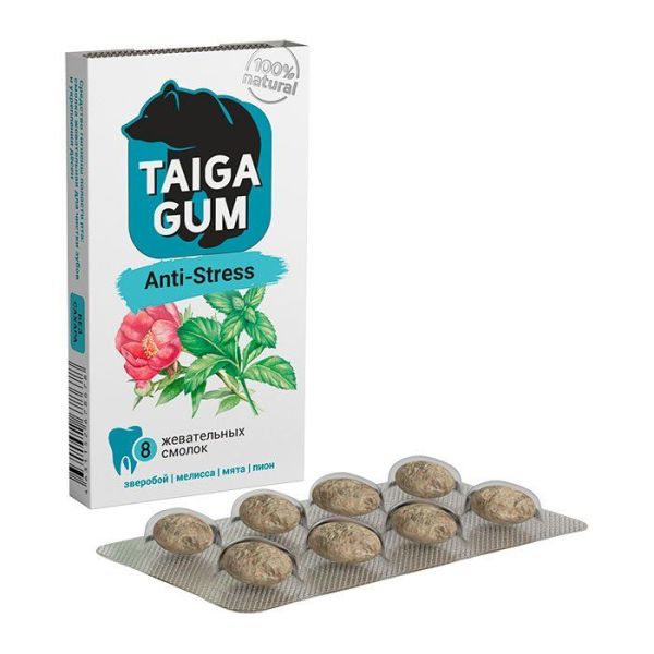 Смолка жевательная Taiga Gum анти-стресс Алтайский Нектар 8шт фотография